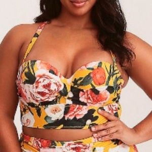 Torrid Bikini top Yellow Pink floral Size 2